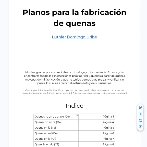 Captura de pantalla documento Manual Fabricación de Quenas